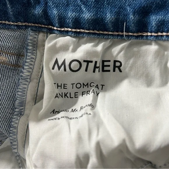 Mother The Tomcat Ankle Fray Blue Jeans Arigato Mr. Roboto Size 27 Fray Ends - Picture 6 of 12